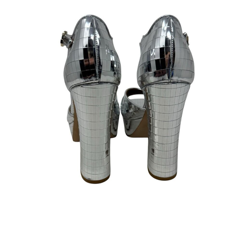 Malone Souliers Keaton Platform High Heel Sandals silver mirror size 38 8 disco - Picture 10 of 13